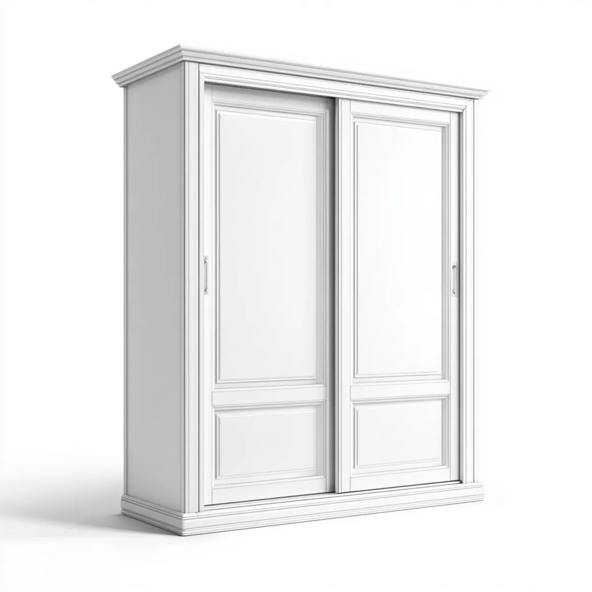 Armoire à portes coulissantes blanche 200 x 60 x 220 cm en panneaux MDF laqués rectangulaire