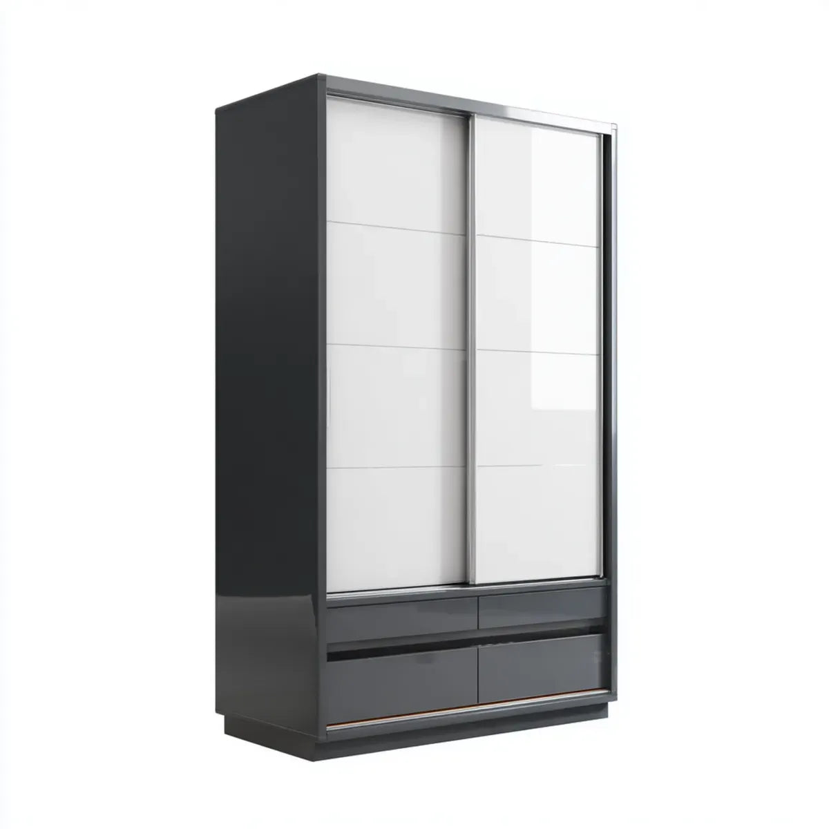 Armoire de chambre coulissante noir et blanc en panneaux de particules 120 x 60 x 200 cm rectangulaire