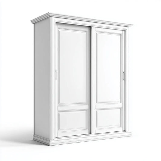 Armoire à portes coulissantes blanche 200 x 60 x 220 cm en panneaux MDF laqués rectangulaire