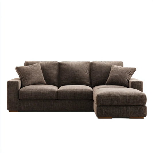 Canapé d'angle droit 3 places en L marron en polyester 250 x 160 x 85 cm