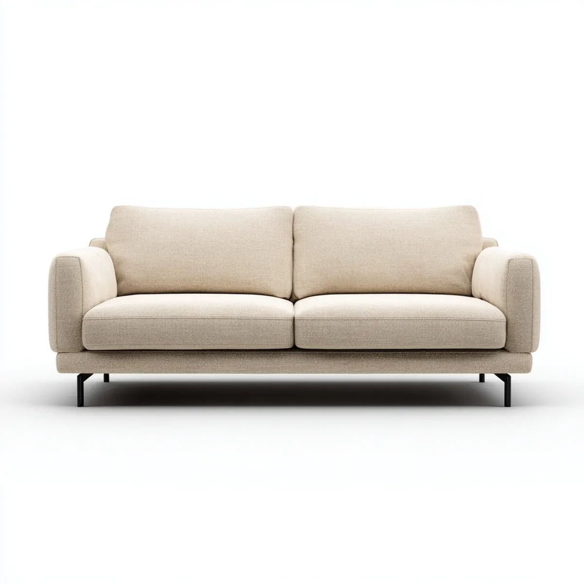 Canapé 2 places beige 180 x 85 x 82 cm en polyester forme droite