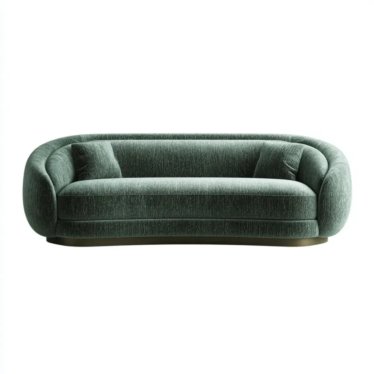 Canapé 3 places vert foncé en velours de polyester forme arrondie 220 x 100 x 75 cm