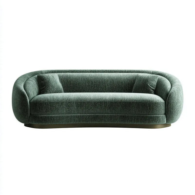 Canapé 3 places vert foncé en velours de polyester forme arrondie 220 x 100 x 75 cm