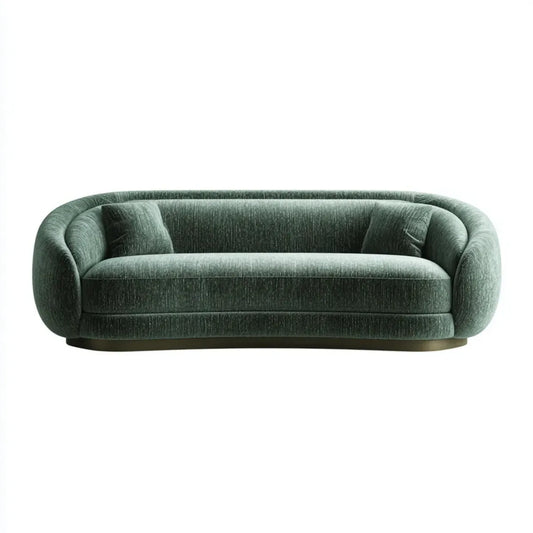 Canapé 3 places vert foncé en velours de polyester forme arrondie 220 x 100 x 75 cm