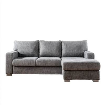 Canapé d'angle droit 3 places gris 250 x 160 x 85 cm en polyester côtelé forme L