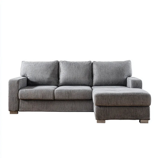 Canapé d'angle droit 3 places gris 250 x 160 x 85 cm en polyester côtelé forme L