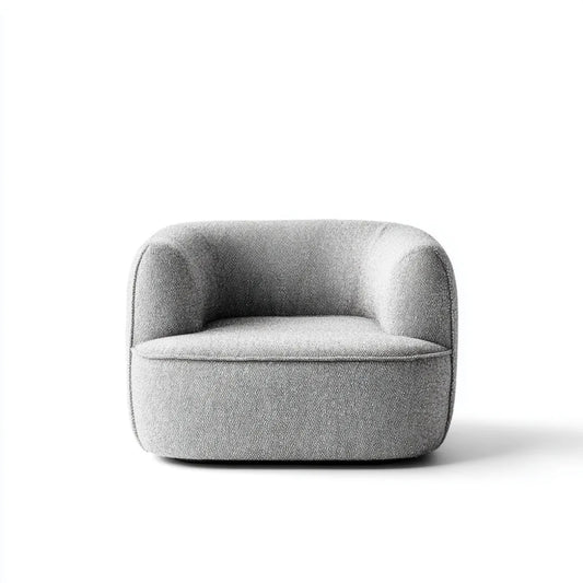 Fauteuil de salon gris clair en polyester avec mousse polyuréthane forme arrondie 80 x 76 x 70 cm