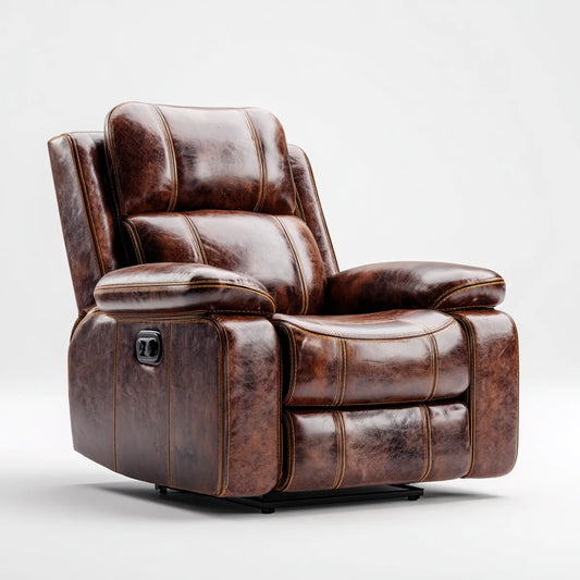 Fauteuil relax inclinable manuel rectangulaire marron foncé en PU 95 x 98 x 102 cm
